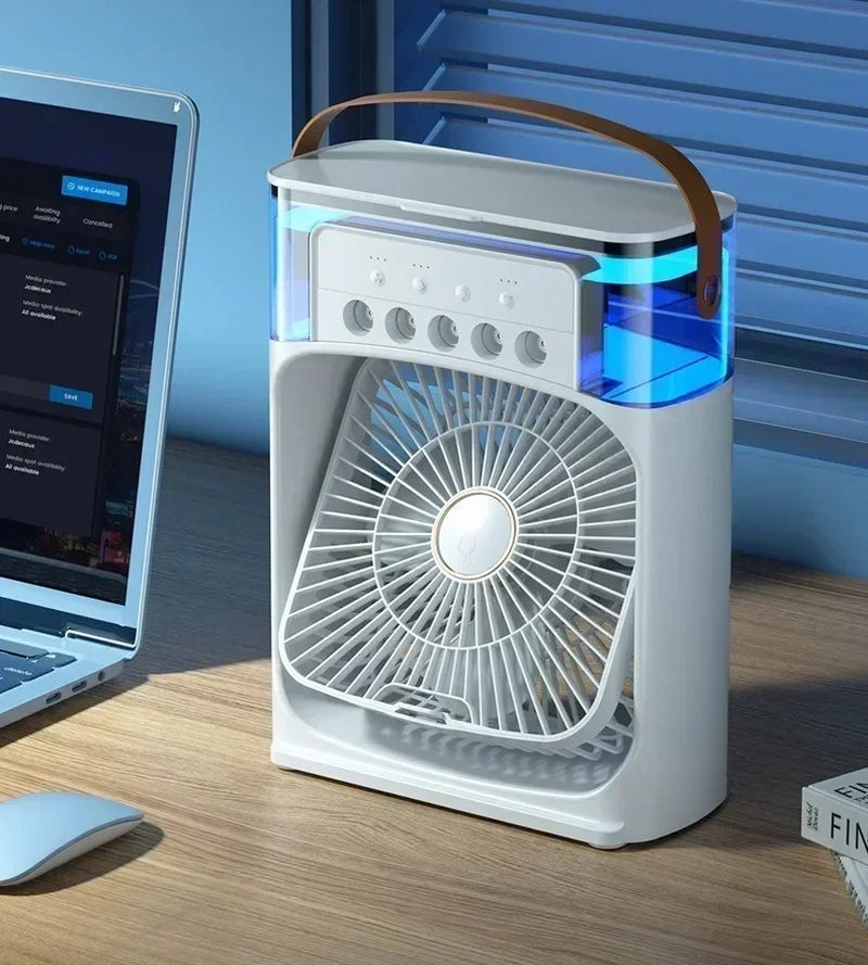 3 in 1 Fan Air Conditioner Household Water Mist USB Fan Small Air Cooler LED Night Light Portable Humidifier Air Adjustment Fan
