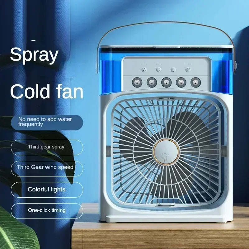 3 in 1 Fan Air Conditioner Household Water Mist USB Fan Small Air Cooler LED Night Light Portable Humidifier Air Adjustment Fan