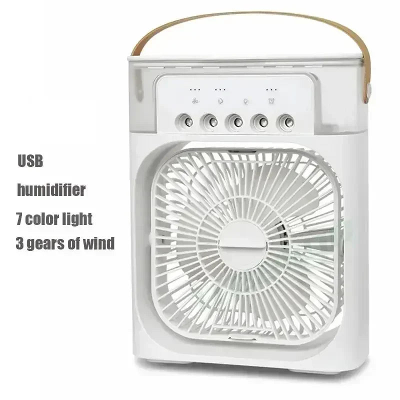 3 in 1 Fan Air Conditioner Household Water Mist USB Fan Small Air Cooler LED Night Light Portable Humidifier Air Adjustment Fan