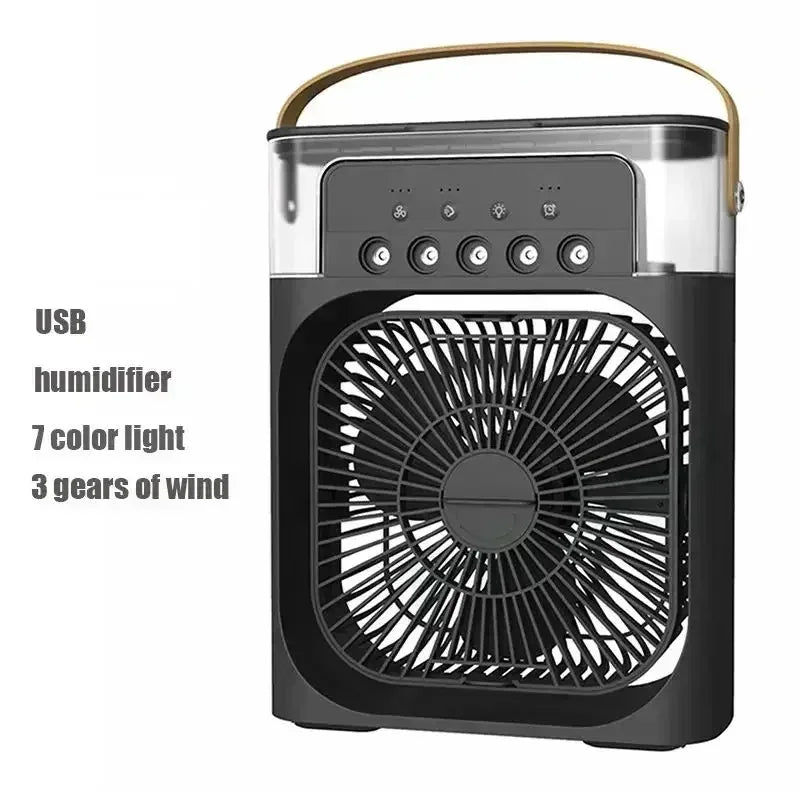 3 in 1 Fan Air Conditioner Household Water Mist USB Fan Small Air Cooler LED Night Light Portable Humidifier Air Adjustment Fan