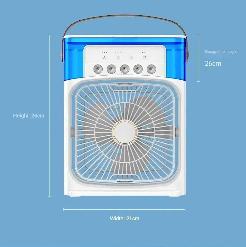 3 in 1 Fan Air Conditioner Household Water Mist USB Fan Small Air Cooler LED Night Light Portable Humidifier Air Adjustment Fan